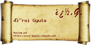 Örsi Gyula névjegykártya