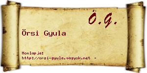Örsi Gyula névjegykártya